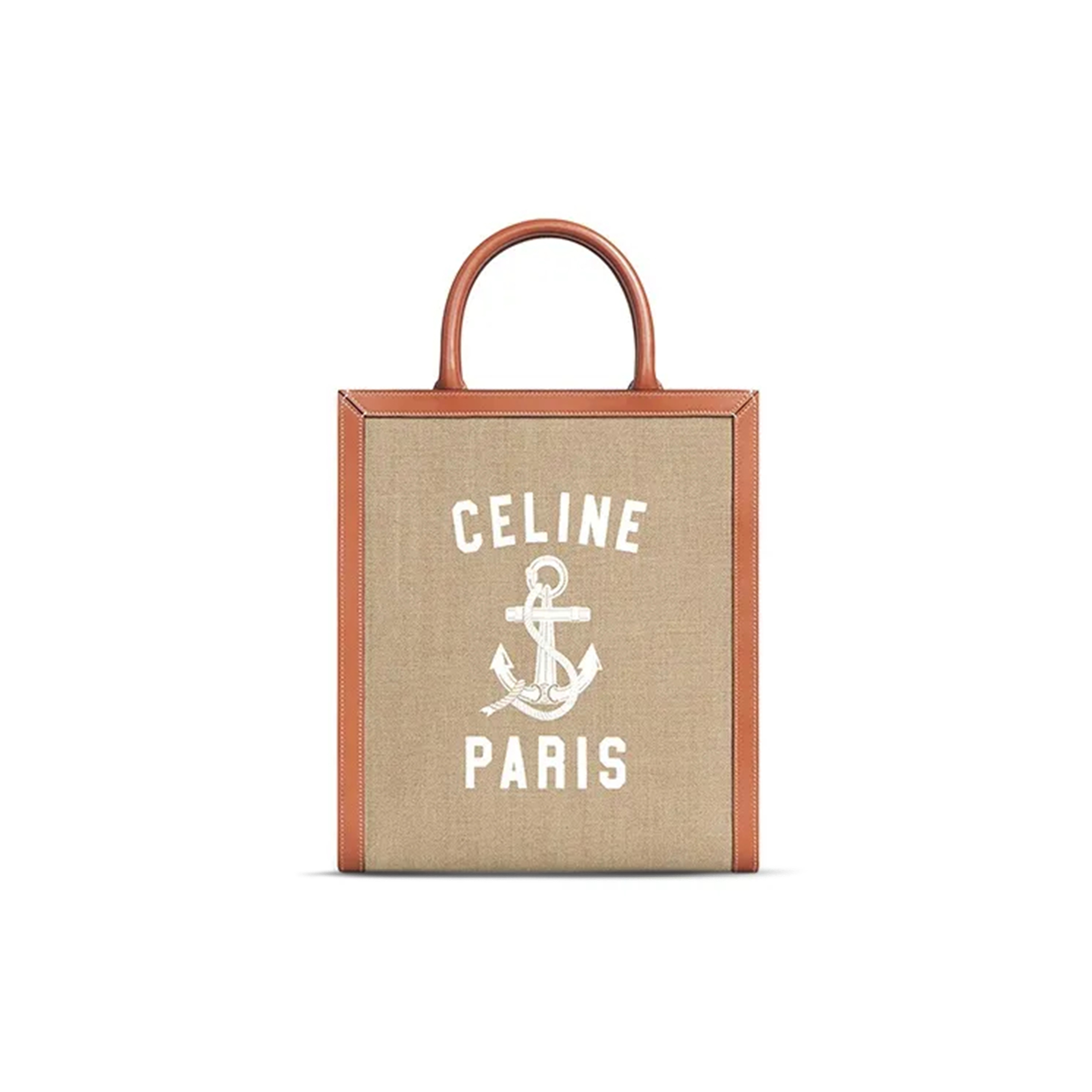 Ce**e small tote in cabas sulky printed fabric and cowhide leather 192082dft.02nt (32*29*8cm)